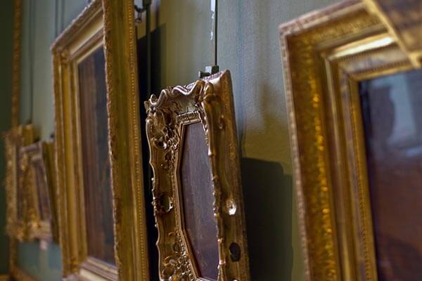 Frames hanging in a historic site in Illinois