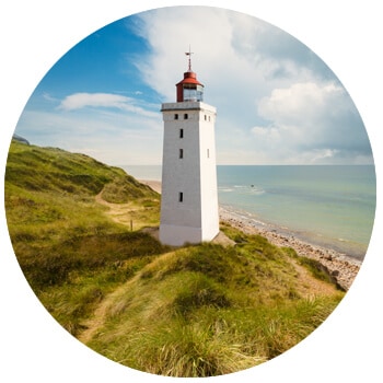 Denmark lighthouse in the dunes