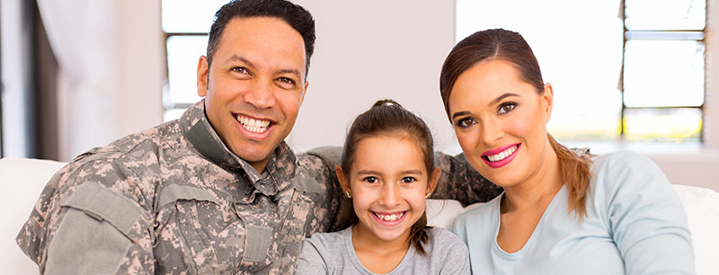 military family on couch