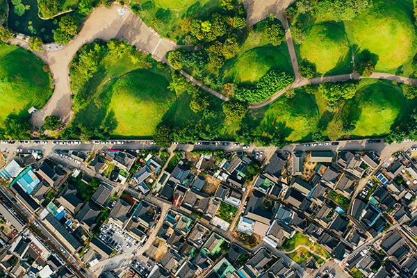 aerial view of South Korea