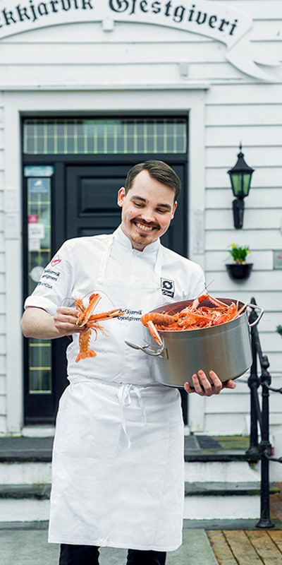 Chef with lobster