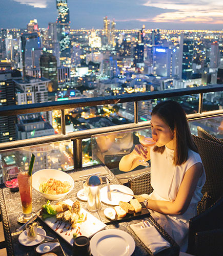 Rooftop Dining At Night