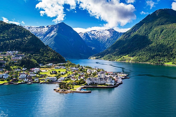 Town on a fjord in Norway